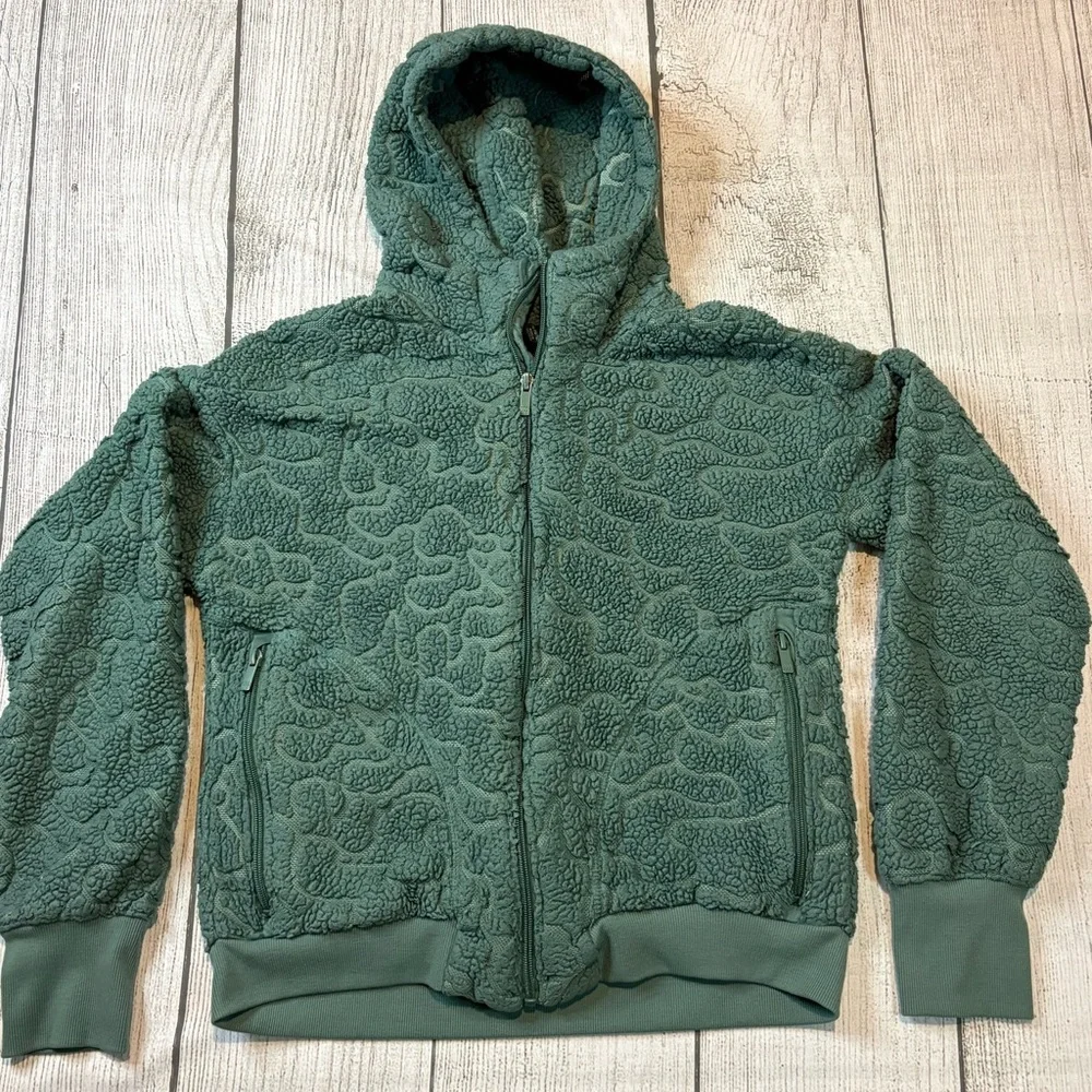 All in Motion Girls Hooded Textured Green Sherpa Jacket Size XL‎ 14/16